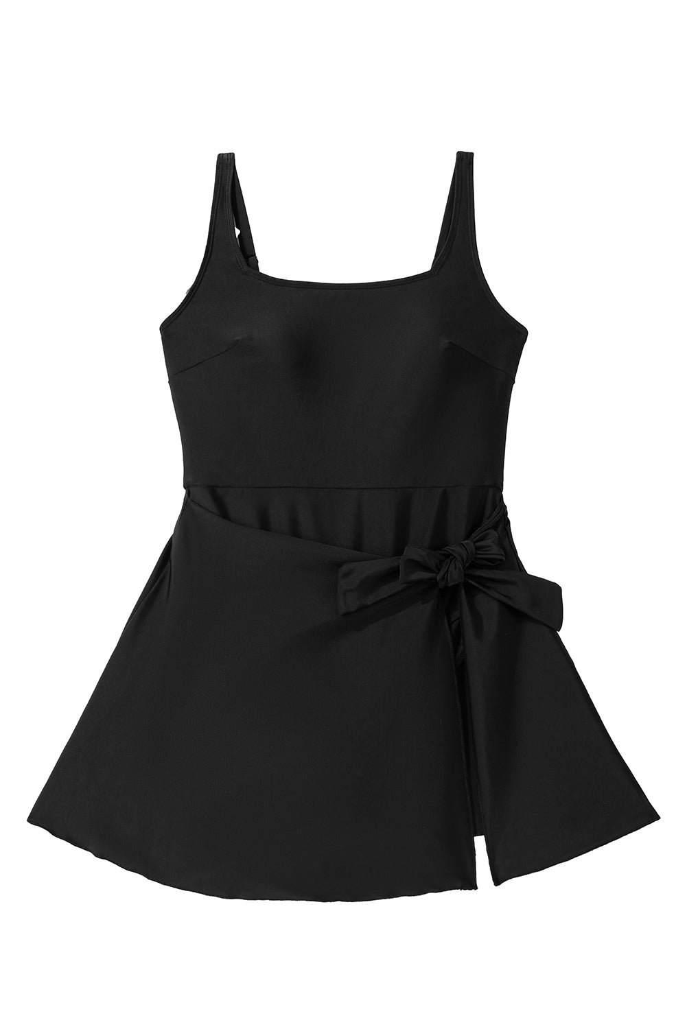 Mist Green Side Tied Adjustable Straps A Line One Piece Swim Dress