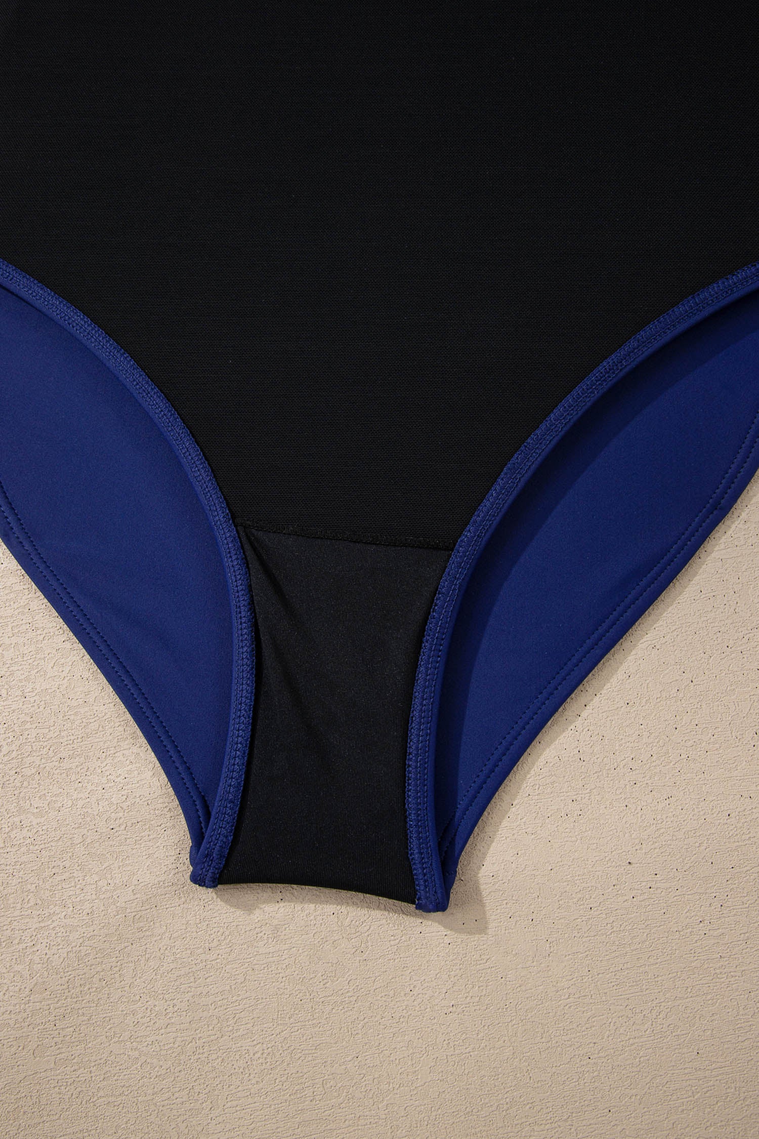 Black Color Block Detail Adjustable Straps One Piece Swimsuit