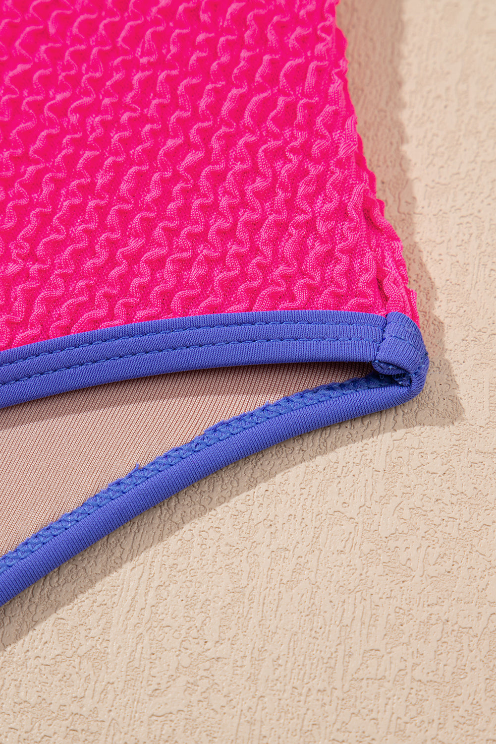 Iceland Blue Textured Colorblock One Piece Swimsuit