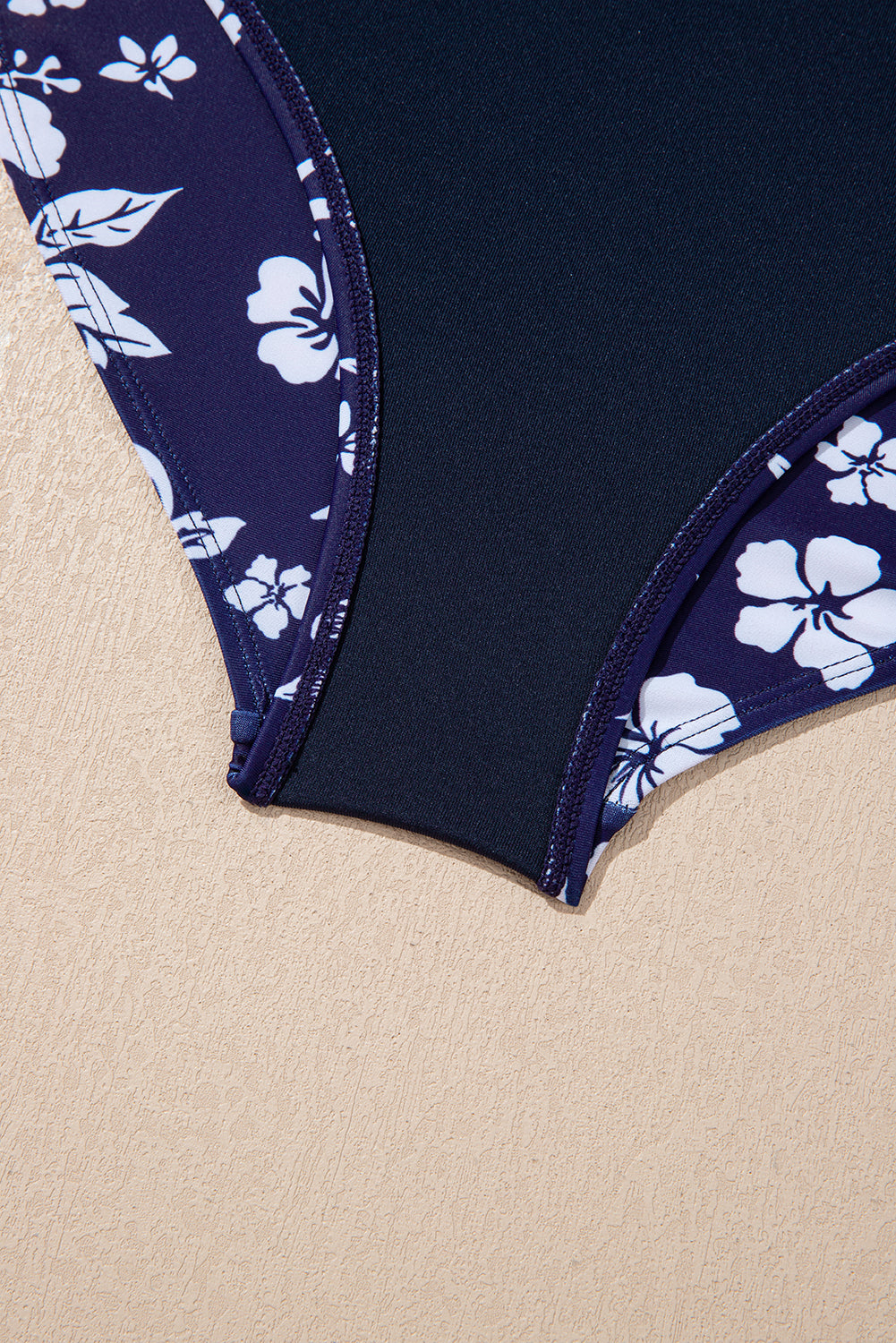Sky Blue Crossed Back Floral Print Asymmetric Knot Side One Piece Swimsuit