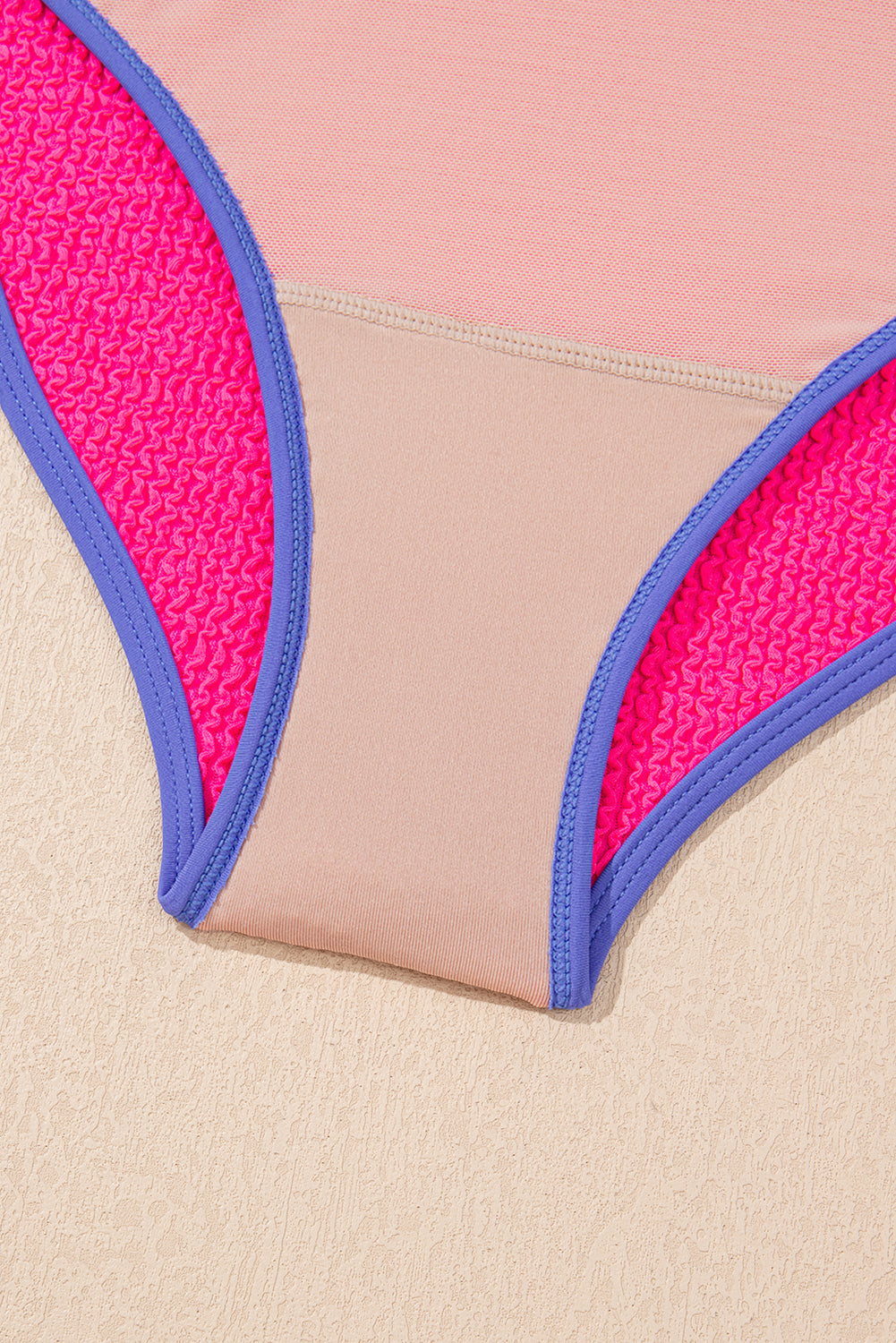 Iceland Blue Textured Colorblock One Piece Swimsuit