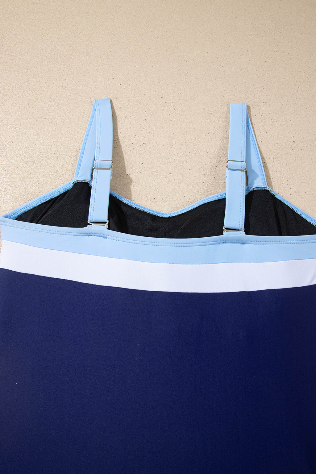 Black Color Block Detail Adjustable Straps One Piece Swimsuit