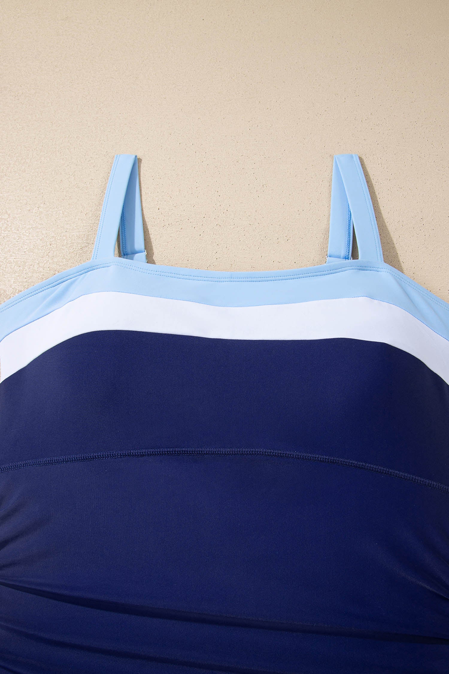 Black Color Block Detail Adjustable Straps One Piece Swimsuit