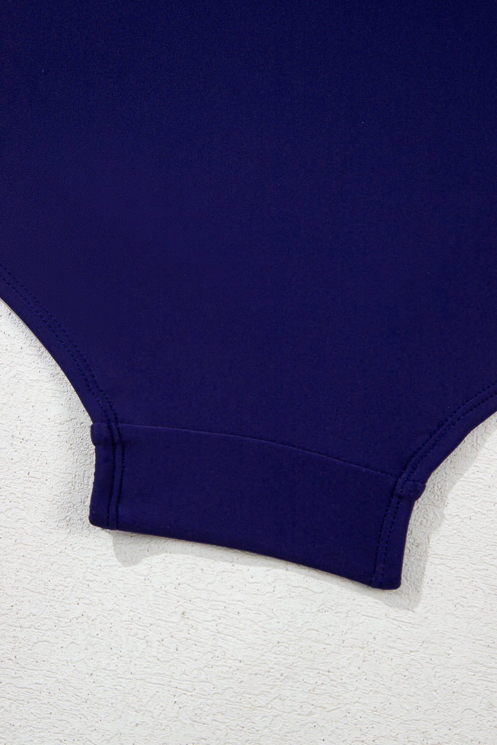 Navy Blue Embroidered Trim Wrap Tie Knot Plus Size High Waisted Bikini Set