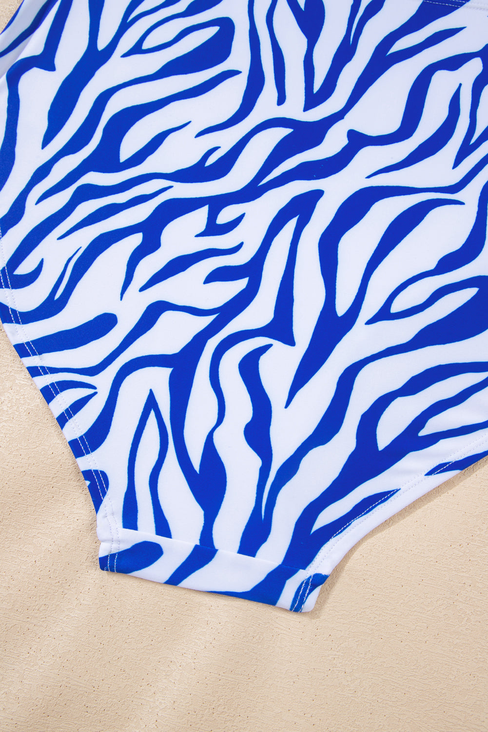 Navy Blue Shell Stitched Trim V Neck Textured Mix and Match High Waist Bikinis