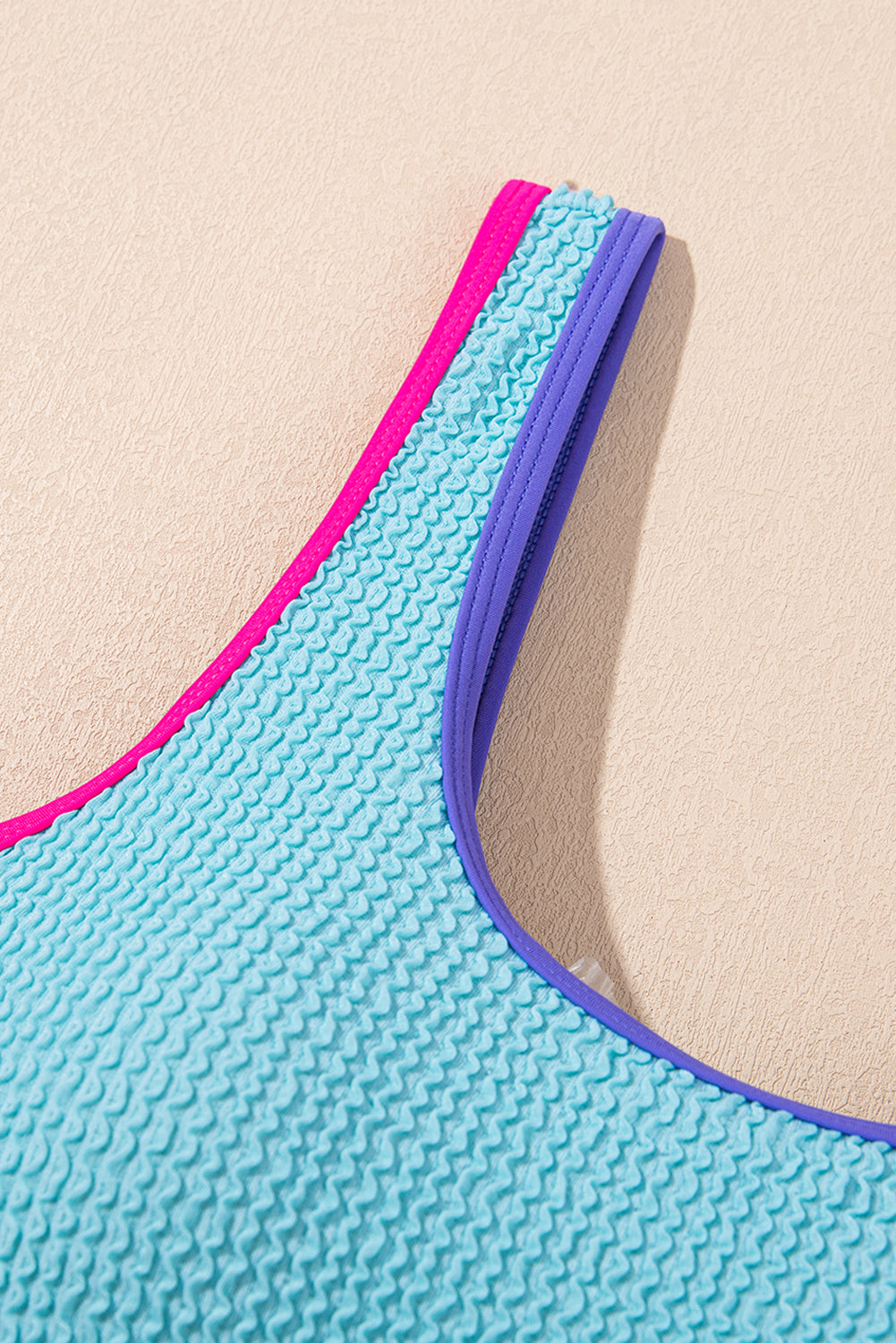 Iceland Blue Textured Colorblock One Piece Swimsuit
