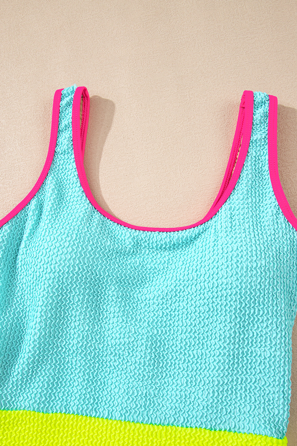 Iceland Blue Textured Colorblock One Piece Swimsuit