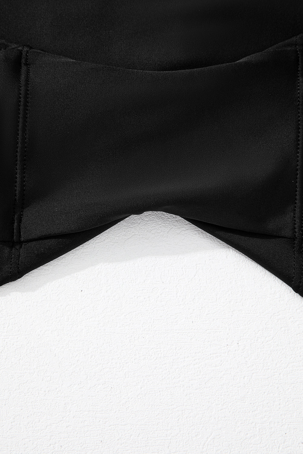 Black Solid Pocketed Cross Criss High Waist Swim Skort